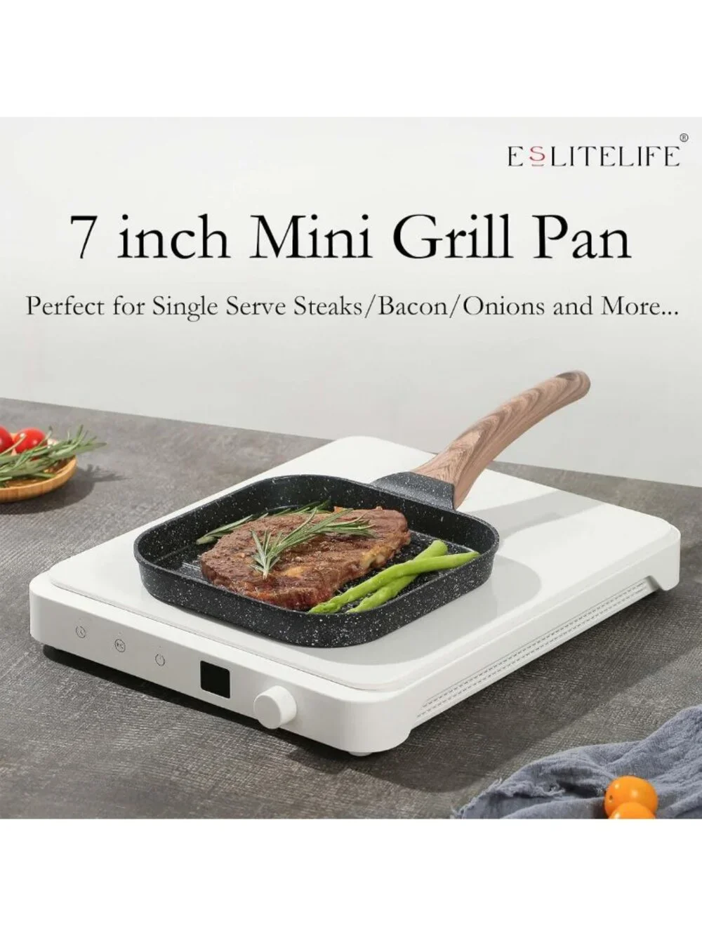 Nonstick 7-Inch Indoor Grill Pan - Versatile Induction Skillet for Steak & More